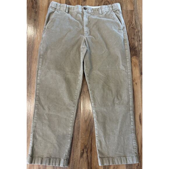 LL Bean Pants Mens 38 X 39 Tan Corduroy Straight Leg Comfort Waist Stretch - Picture 1 of 8